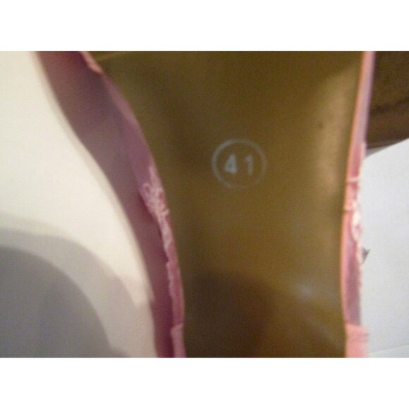 Dodo Heels Patent Leather Pink Lace Ankle Shoes Flower Mesh Chunky Heels Size 9 - Picture 9 of 10